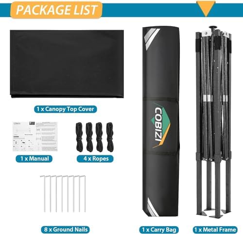 10x20 Pop Up Canopy Tent, Heavy Duty Canopy(Black Gray No Sidewalls), alternate view 6