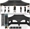 10x20 Pop Up Canopy Tent, Heavy Duty Canopy(Black with 6 Sidewalls)