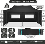 10x20 Pop Up Canopy Tent, Heavy Duty Canopy(Black with 6 Sidewalls), alternate view 2