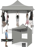 10x20 Pop Up Canopy Tent, Heavy Duty Canopy(Gray Gray No Sidewalls)