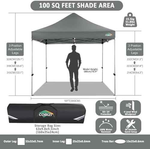 10x20 Pop Up Canopy Tent, Heavy Duty Canopy(Gray White No Sidewall), alternate view 5
