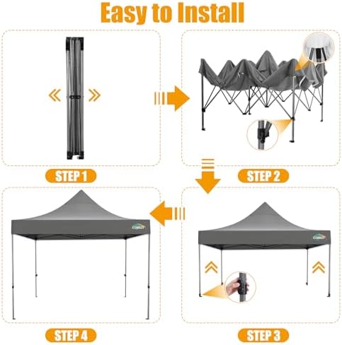 10x20 Pop Up Canopy Tent, Heavy Duty Canopy(Gray White No Sidewall), alternate view 6