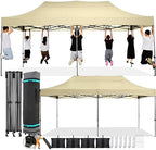 10x20 Pop Up Canopy Tent, Heavy Duty Canopy(Khaki Gray No Sidewalls)