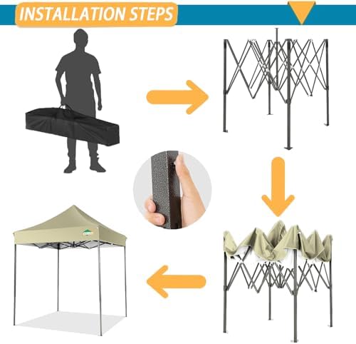 10x20 Pop Up Canopy Tent, Heavy Duty Canopy(Khaki White No Sidewalls), alternate view 4