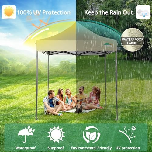 10x20 Pop Up Canopy Tent, Heavy Duty Canopy(Khaki White No Sidewalls), alternate view 6