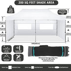 10x20 Pop Up Canopy Tent, Heavy Duty Canopy(White with 6 Sidewalls), alternate view 2