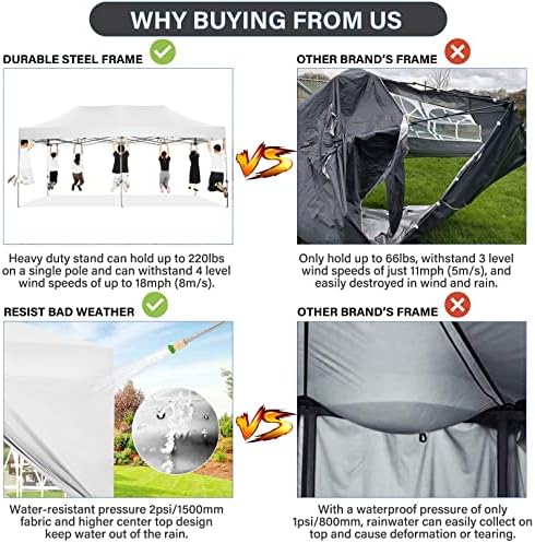 10x20 Pop Up Canopy Tent, Heavy Duty Canopy(White with 6 Sidewalls), alternate view 3