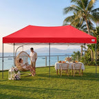 10x20 Pop Up Canopy Tent, Heavy Duty Weather Protection, Red in Red, alternate view 2
