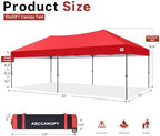 10x20 Pop Up Canopy Tent, Heavy Duty Weather Protection, Red in Red, alternate view 3