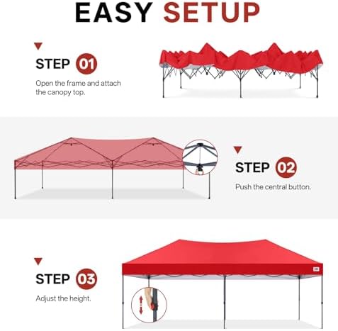 10x20 Pop Up Canopy Tent, Heavy Duty Weather Protection, Red in Red, alternate view 7