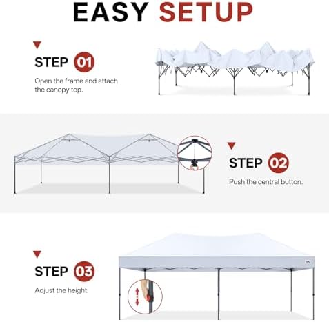 10x20 Pop Up Canopy Tent, Heavy Duty Weather Protection, White in White, alternate view 7