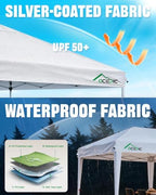 10x20 Pop Up Canopy Tent One Push Easy Setup Outdoor Party, White in White, alternate view 4