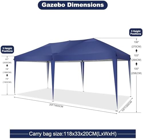 10x20 Pop Up Canopy Tent Party Tents for Parties Weddings Backyard Waterproof Outdoor Commercial Instant Canopy, alternate
