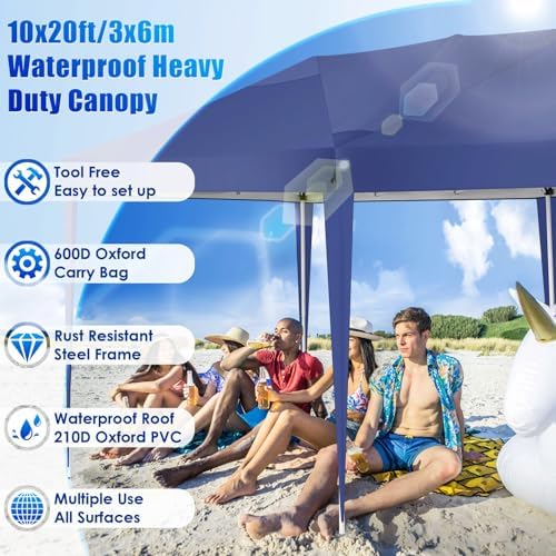 10x20 Pop Up Canopy Tent Party Tents for Parties Weddings Backyard Waterproof Outdoor Commercial Instant Canopy, alternate