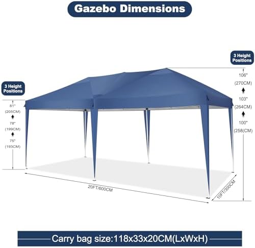 10x20 Pop Up Canopy Tent Party Tents for Parties Weddings Backyard Waterproof Outdoor Commercial Instant Canopy, alternate