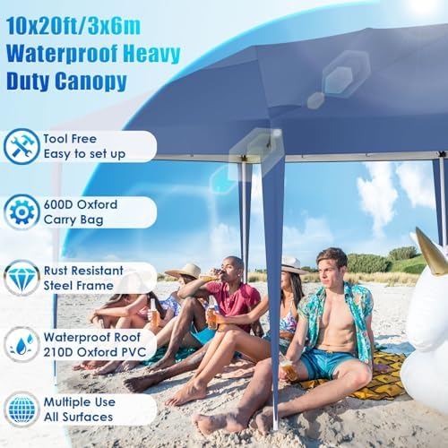 10x20 Pop Up Canopy Tent Party Tents for Parties Weddings Backyard Waterproof Outdoor Commercial Instant Canopy, alternate