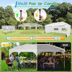 10x20 Pop up Canopy Tent with 4 Sidewalls Outdoor Canopy Tent for Party with Push Center Lock & Air Vent, alternate view 2