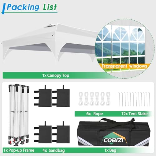 10x20 Pop up Canopy Tent with 4 Sidewalls Outdoor Canopy Tent for Party with Push Center Lock & Air Vent, alternate view 5