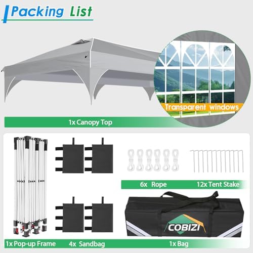 10x20 Pop up Canopy Tent with 4 Sidewalls Outdoor Canopy Tent for Party with Push Center Lock & Air Vent, alternate view 5