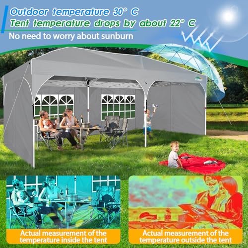 10x20 Pop up Canopy Tent with 4 Sidewalls Outdoor Canopy Tent for Party with Push Center Lock & Air Vent, alternate view 6