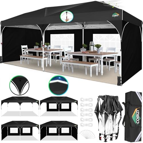 10x20 Pop up Canopy Tent with 4 Sidewalls Outdoor Canopy Tent for Party with Push Center Lock & Air Vent