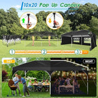 10x20 Pop up Canopy Tent with 4 Sidewalls Outdoor Canopy Tent for Party with Push Center Lock & Air Vent, alternate view 2
