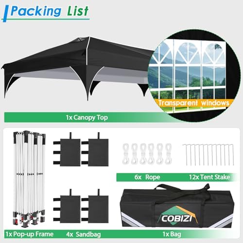 10x20 Pop up Canopy Tent with 4 Sidewalls Outdoor Canopy Tent for Party with Push Center Lock & Air Vent, alternate view 5