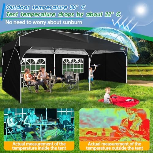 10x20 Pop up Canopy Tent with 4 Sidewalls Outdoor Canopy Tent for Party with Push Center Lock & Air Vent, alternate view 6