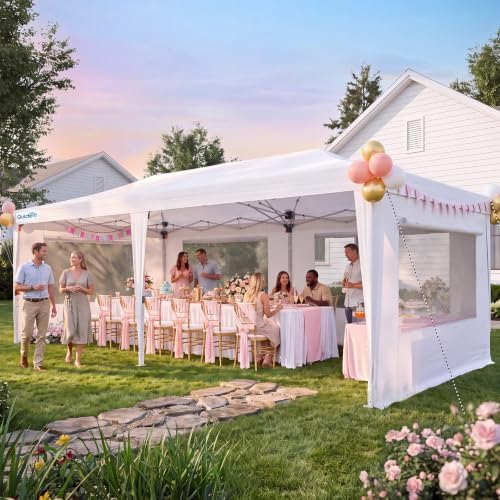 10x20 Pop Up Canopy Tent with 6 Mesh Sidewalls, Outdoor Party Tent