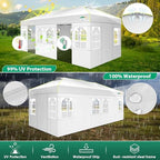 10x20 Pop Up Canopy Tent with 6 Removable Sidewalls, Outdoor, White in White, alternate view 5