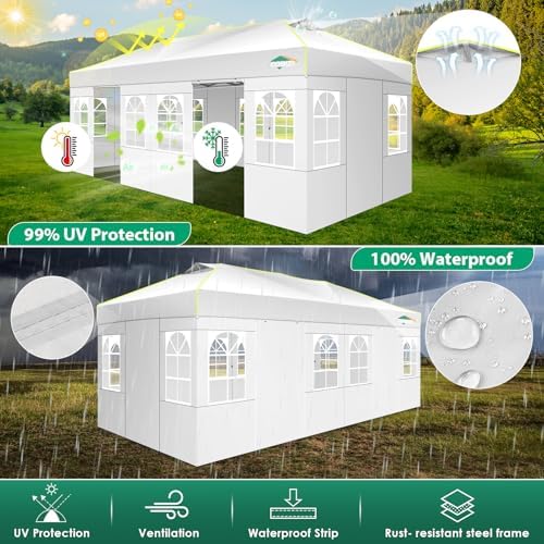 10x20 Pop Up Canopy Tent with 6 Removable Sidewalls, Outdoor, White in White, alternate view 5