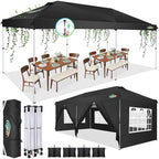 10x20 Pop Up Canopy Tent with 6 Removable Sidewalls, Waterproof & UV 50+ Easy Up Canopy, Commercial Gazebo with