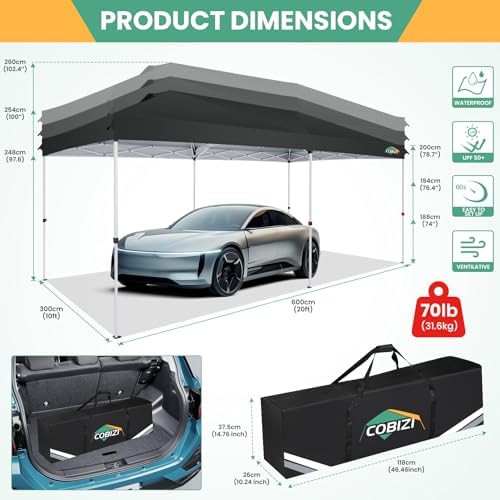 10x20 Pop Up Canopy Tent with 6 Removable Sidewalls, Waterproof & UV 50+ Easy Up Canopy, Commercial Gazebo with, alternate