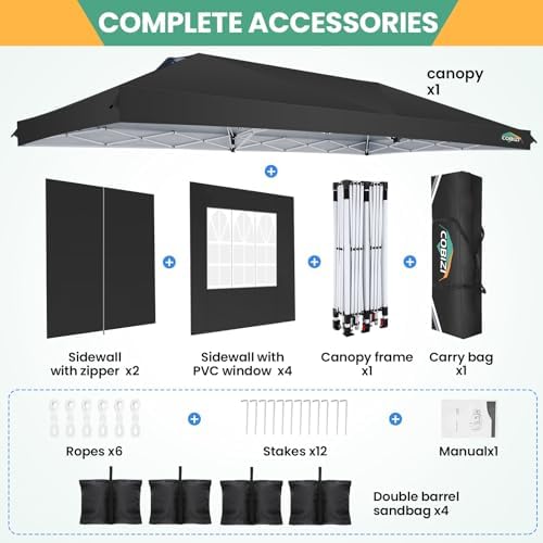 10x20 Pop Up Canopy Tent with 6 Removable Sidewalls, Waterproof & UV 50+ Easy Up Canopy, Commercial Gazebo with, alternate