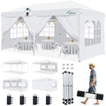 10x20 Pop Up Canopy Tent with 6 Removable Sidewalls, White, 10x20 in White