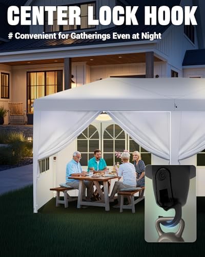 10x20 Pop Up Canopy Tent with 6 Removable Sidewalls, White, 10x20 in White, alternate view 4