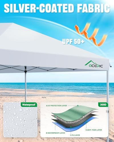 10x20 Pop Up Canopy Tent with 6 Removable Sidewalls, White, 10x20 in White, alternate view 5