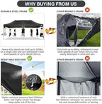 10x20 Pop Up Canopy Tent with 6 Sidewalls, Heavy Duty Canopy, Black in Black, alternate view 3