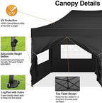 10x20 Pop Up Canopy Tent with 6 Sidewalls, Heavy Duty Canopy, Black in Black, alternate view 5