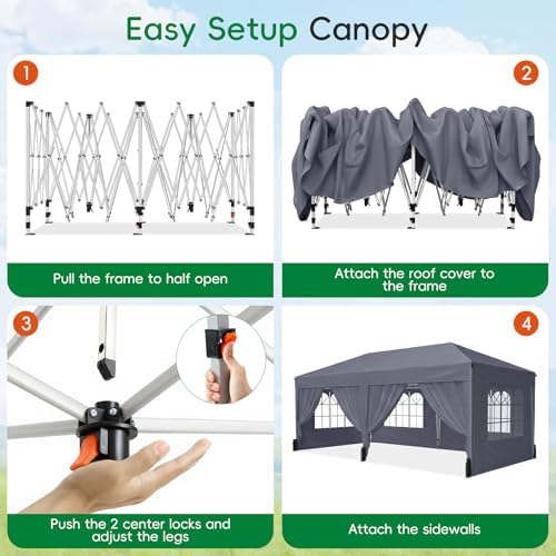 10x20 Pop up Canopy Tent with 6 Sidewalls, Outdoor Canopy with Windows & Roller Bag, Party Tent for Commercial, alternate
