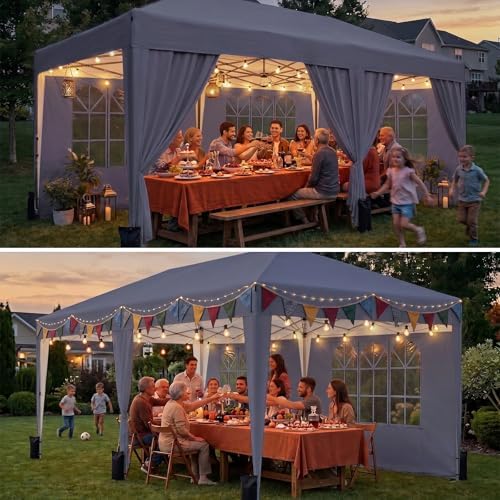 10x20 Pop up Canopy Tent with 6 Sidewalls, Outdoor Canopy with Windows & Roller Bag, Party Tent for Commercial, alternate