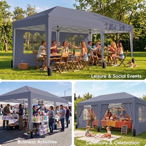 10x20 Pop up Canopy Tent with 6 Sidewalls, Outdoor Canopy with Windows & Roller Bag, Party Tent for Commercial, alternate