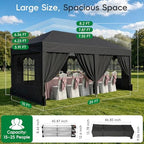 10x20 Pop up Canopy Tent with 6 Sidewalls, Outdoor Canopy with Windows & Roller Bag, Party Tent for Commercial, alternate