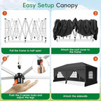 10x20 Pop up Canopy Tent with 6 Sidewalls, Outdoor Canopy with Windows & Roller Bag, Party Tent for Commercial, alternate
