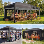 10x20 Pop up Canopy Tent with 6 Sidewalls, Outdoor Canopy with Windows & Roller Bag, Party Tent for Commercial, alternate