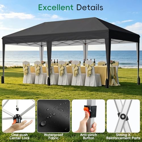 10x20 Pop up Canopy Tent with 6 Sidewalls, Outdoor Canopy with Windows & Roller Bag, Party Tent for Commercial, alternate