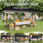 10x20 Pop Up Canopy Tent with 6 Sidewalls, Party Tent, Black in Black, alternate view 4