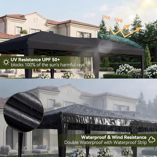 10x20 Pop Up Canopy Tent with 6 Sidewalls, Party Tent, Black in Black, alternate view 6