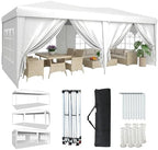 10x20 Pop Up Canopy Tent with 6 Sidewalls, Party Tent, White in White