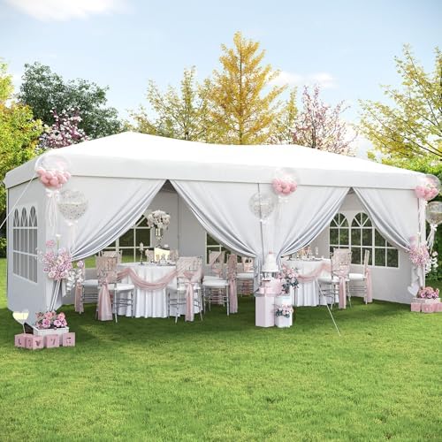 10x20 Pop Up Canopy Tent with 6 Sidewalls, Party Tent, White in White, alternate view 2
